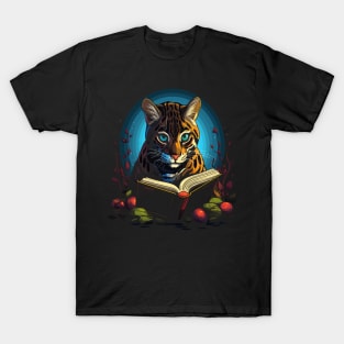 Ocelot Reads Book T-Shirt